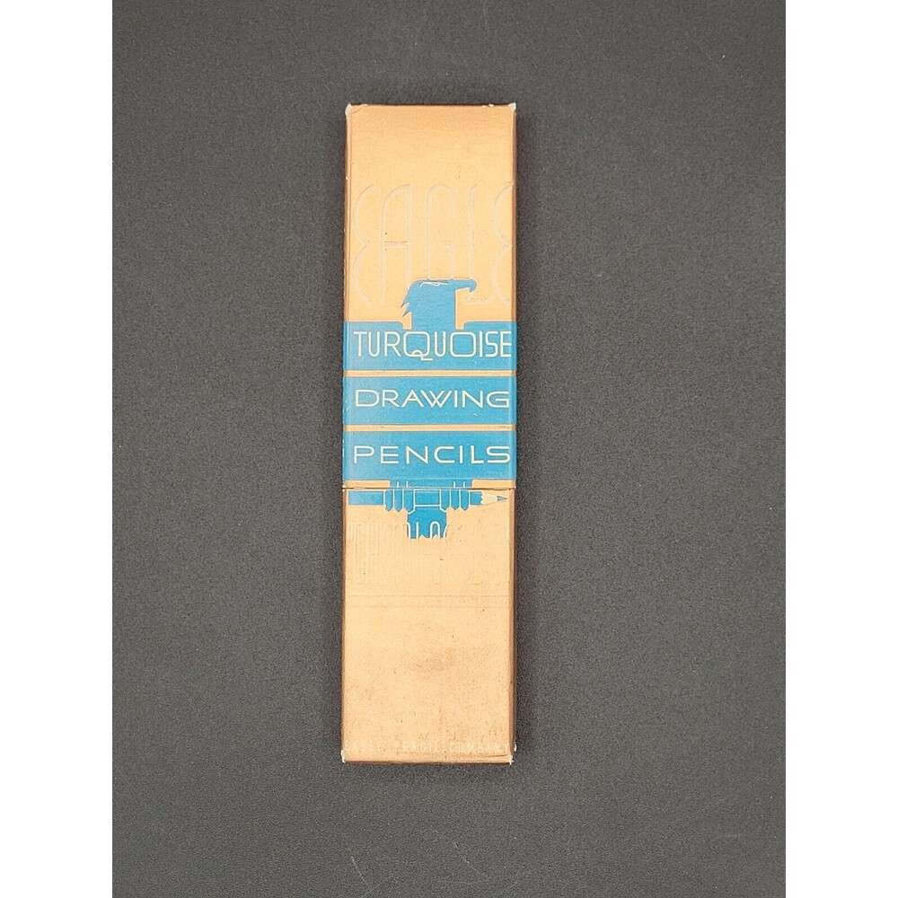 Vintage EAGLE TURQUOISE Drawing Pencils Chemi-Sealed in Box